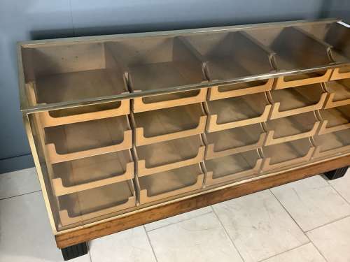 20 Drawer Oak Shop Haberdashery Counter Cabinet 1930s