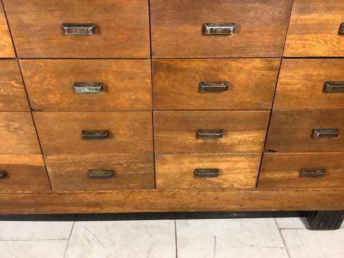 20 Drawer Oak Shop Haberdashery Counter Cabinet 1930s