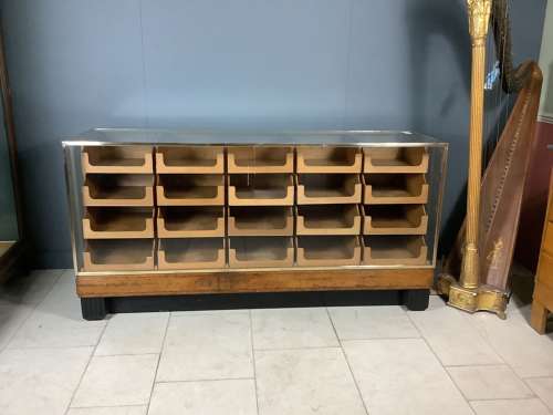 20 Drawer Oak Shop Haberdashery Counter Cabinet 1930s