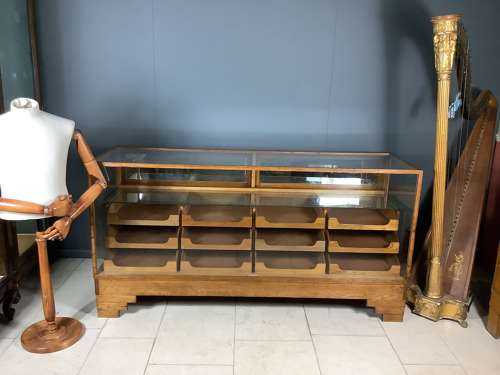 12 Drawer Oak Haberdashery Shop Cabinet Counter