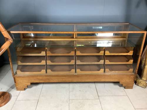 12 Drawer Oak Haberdashery Shop Cabinet Counter