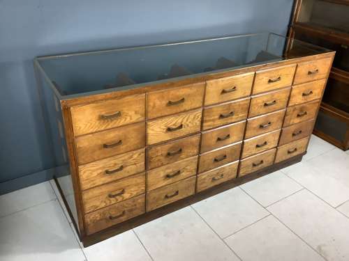 Vintage oak 25 Drawer Shop Haberdashery Counter Cabinet