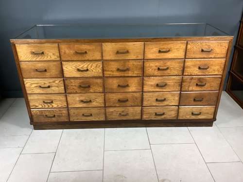 Vintage oak 25 Drawer Shop Haberdashery Counter Cabinet