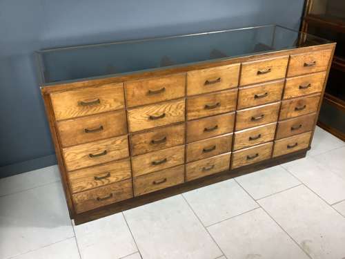 Vintage oak 25 Drawer Shop Haberdashery Counter Cabinet