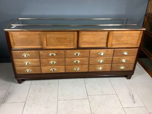 15 Drawer Oak Shop Haberdashery Counter Cabinet