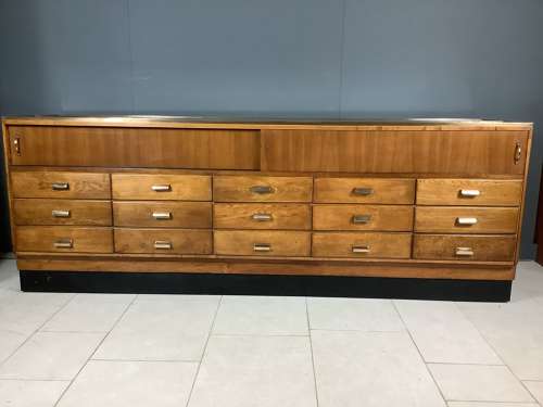 1900s Oak & Mahogany Shop Haberdashery Display Counter Cabinet