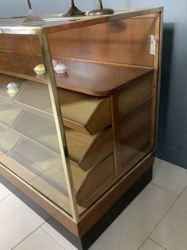 1900s Oak & Mahogany Shop Haberdashery Display Counter Cabinet