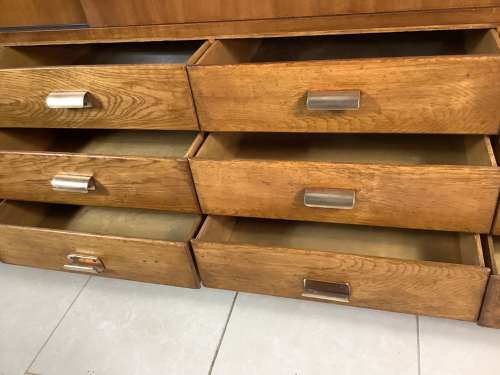 1900s Oak & Mahogany Shop Haberdashery Display Counter Cabinet