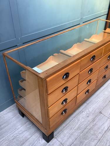 Oak Frame 26 Drawer Haberdashery Shop Display Counter