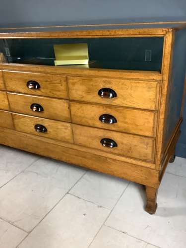 12 Drawer Oak Haberdashery Counter Display Cabinet