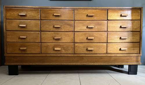 16 Drawer Oak Shop Display Counter Cabinet