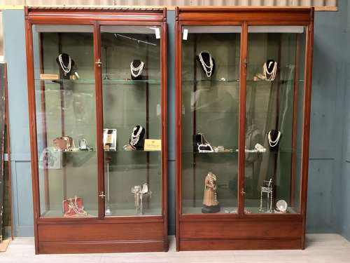 2 Victorian Mahogany Shop Display Cabinets c1880