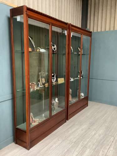 2 Victorian Mahogany Shop Display Cabinets c1880