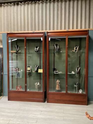 2 Victorian Mahogany Shop Display Cabinets c1880