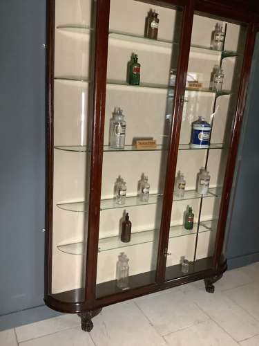 Slim Mahogany Victorian Shop Apothecary Display Cabinet