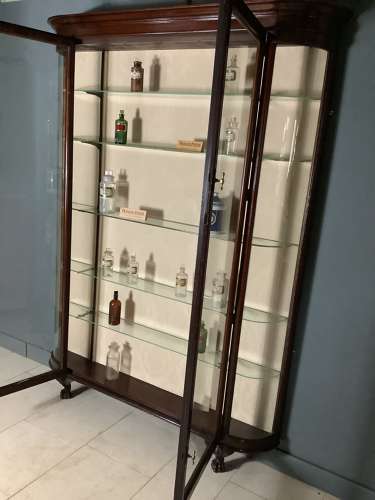 Slim Mahogany Victorian Shop Apothecary Display Cabinet
