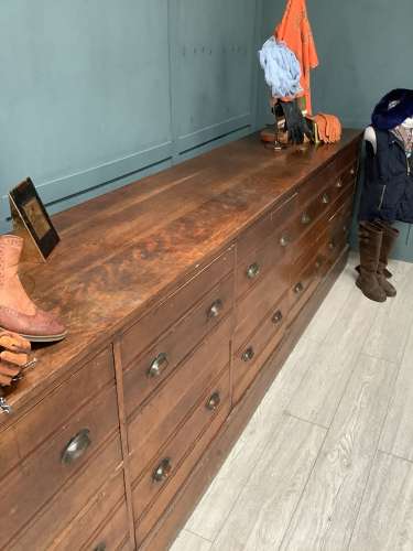 10 Drawer Solid Oak Haberdashery Counter
