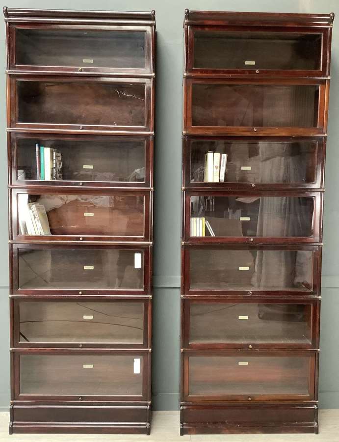 Pair Antique Mahogany Globe Wernicke Bookcases