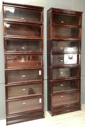Pair Antique Mahogany Globe Wernicke Bookcases