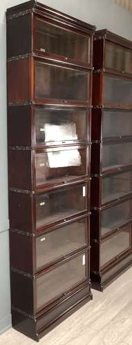 Pair Antique Mahogany Globe Wernicke Bookcases