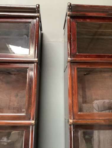 Pair Antique Mahogany Globe Wernicke Bookcases