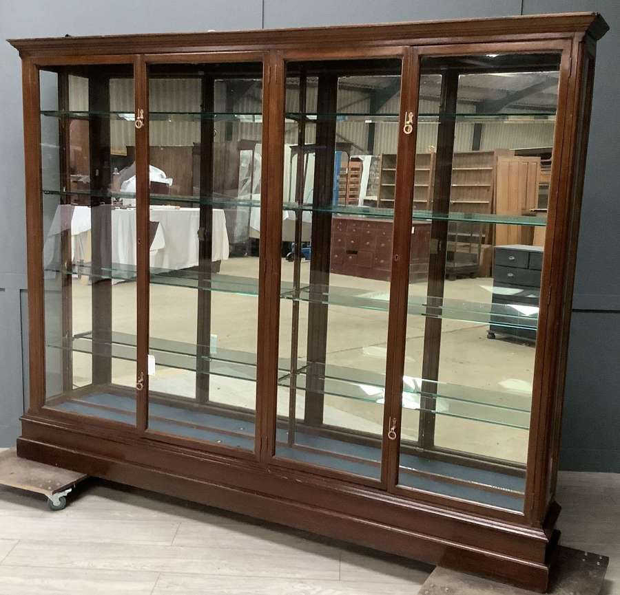 Antique Mahogany Shop 4 Door Glass Display Cabinet