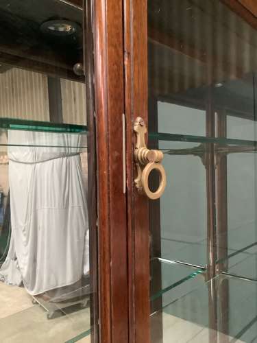 Antique Mahogany Shop 4 Door Glass Display Cabinet