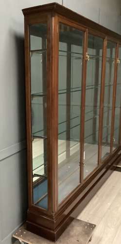 Antique Mahogany Shop 4 Door Glass Display Cabinet