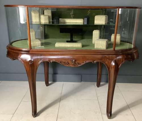 Antique Mahogany Bow Ended Shop Display Cabinet98.0