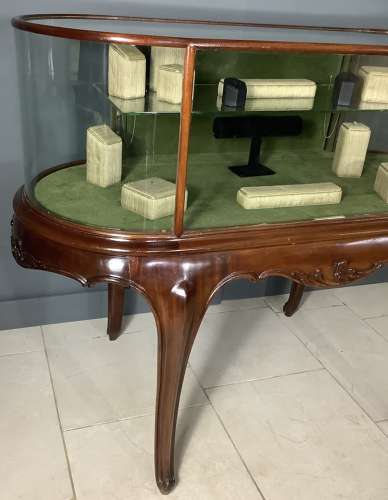 Antique Mahogany Bow Ended Shop Display Cabinet98.0