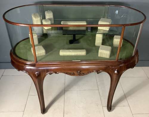 Antique Mahogany Bow Ended Shop Display Cabinet98.0
