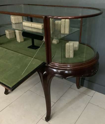 Antique Mahogany Bow Ended Shop Display Cabinet98.0