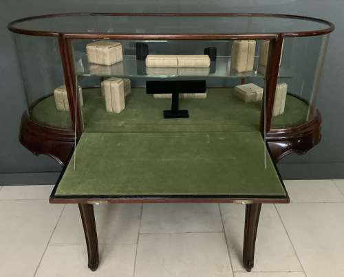 Antique Mahogany Bow Ended Shop Display Cabinet98.0