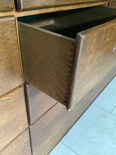 16 Drawer Oak & Chrome Frame Haberdashery Shop Display Counter