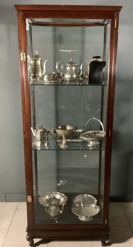 Antique Mahogany Bow Fronted Tall Shop Display Cabinet