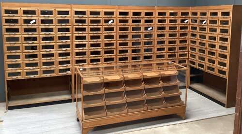 1950s Set of 5 Beech Haberdashery Drawers,