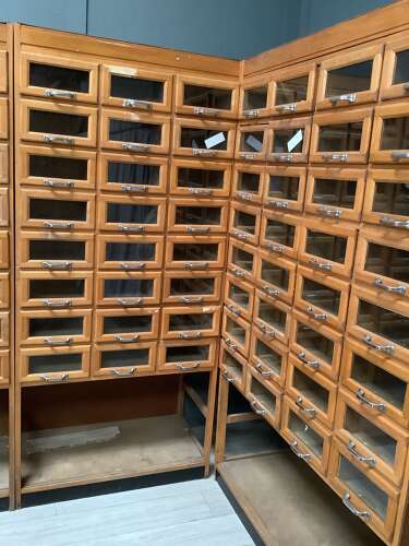 1950s Set of 5 Beech Haberdashery Drawers,