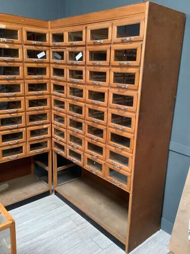 1950s Set of 5 Beech Haberdashery Drawers,