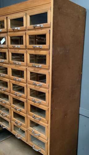 1950s Set of 5 Beech Haberdashery Drawers,