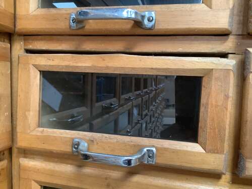 1950s Set of 5 Beech Haberdashery Drawers,