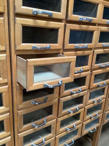 1950s Set of 5 Beech Haberdashery Drawers,