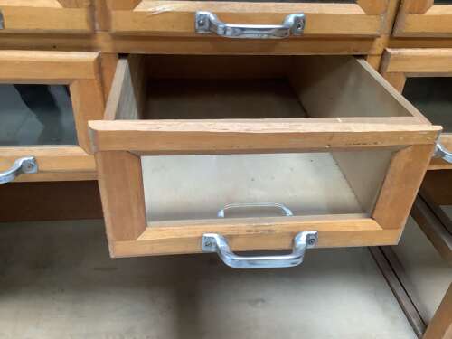 1950s Set of 5 Beech Haberdashery Drawers,