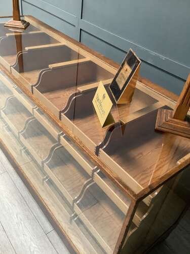 1930s Oak & Mahogany 24 Drawer Haberdashery Display Counter