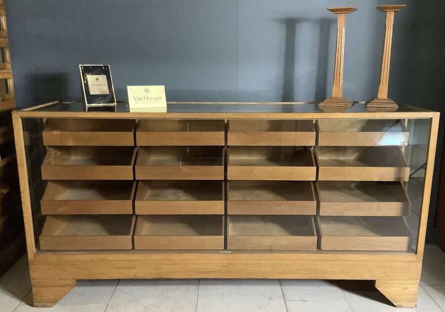 16 Drawer Oak Haberdashery Display Counter 1920s