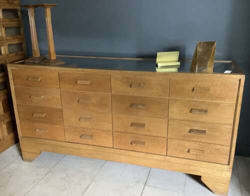 16 Drawer Oak Haberdashery Display Counter 1920s