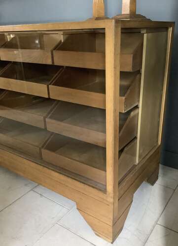 16 Drawer Oak Haberdashery Display Counter 1920s