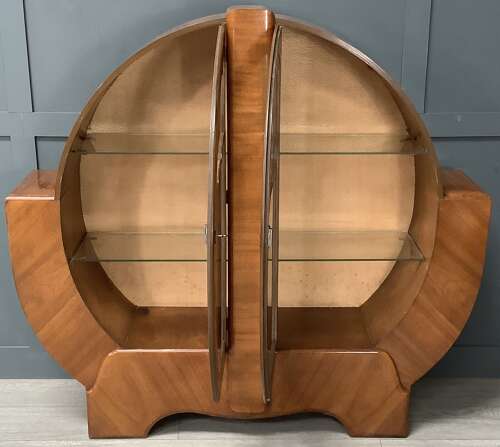 1920s ART DECO Walnut Display Cabinet