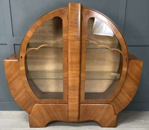 1920s ART DECO Walnut Display Cabinet