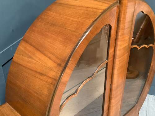 1920s ART DECO Walnut Display Cabinet