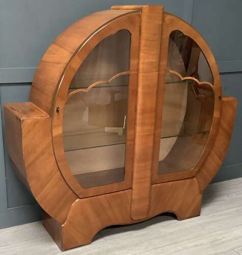 1920s ART DECO Walnut Display Cabinet